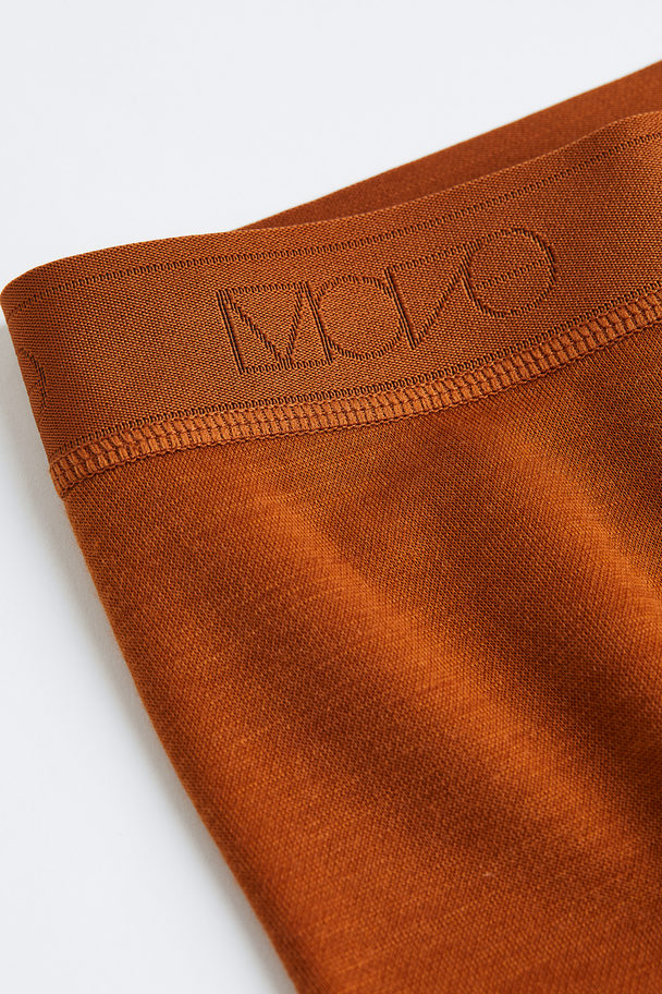 H&M Wool-blend Base Layer Tights Brown/mustard Yellow