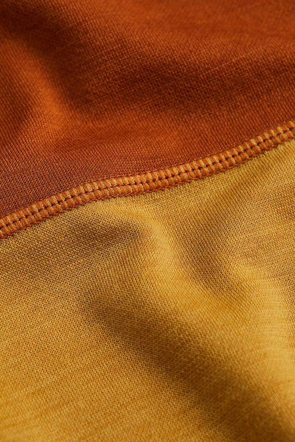 H&M Wool-blend Base Layer Tights Brown/mustard Yellow