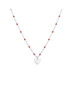 Halskette, Edelstahl, mit Herzanhänger, rot