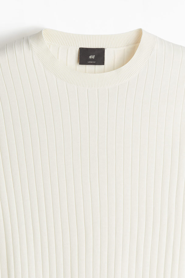 H&M Gebreid T-shirt - Regular Fit Lichtbeige
