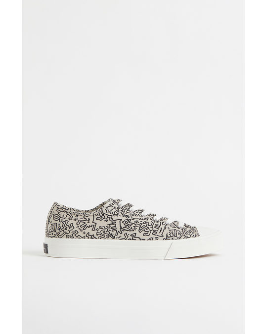 H&M Patterned Trainers Light Beige/keith Haring