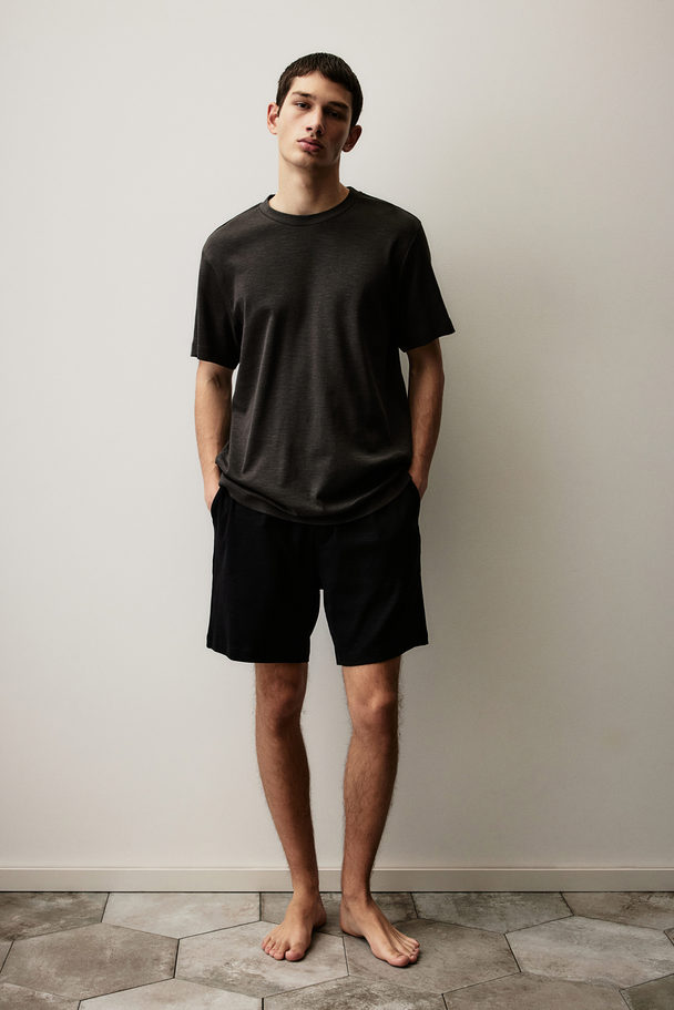 H&M Pyjama - T-shirt En Short Donkergrijs/zwart