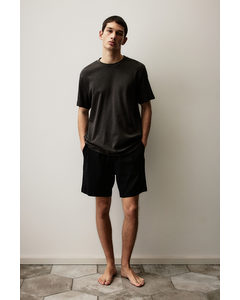 Pyjama - T-shirt En Short Donkergrijs/zwart