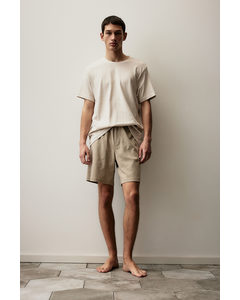 Pyjama - T-shirt En Short Lichtbeige/beige