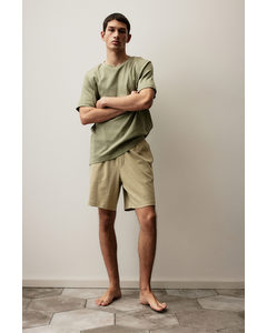 Pyjama - T-shirt En Short Pistachegroen/beige