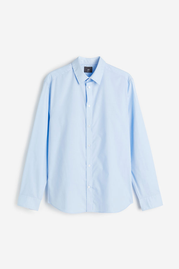 H&M Easy-Iron-Hemd in Slim Fit Hellblau