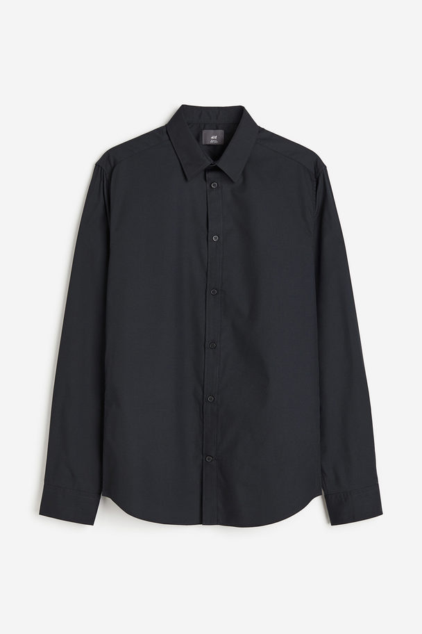 H&M Easy Iron-overhemd - Slim Fit Zwart