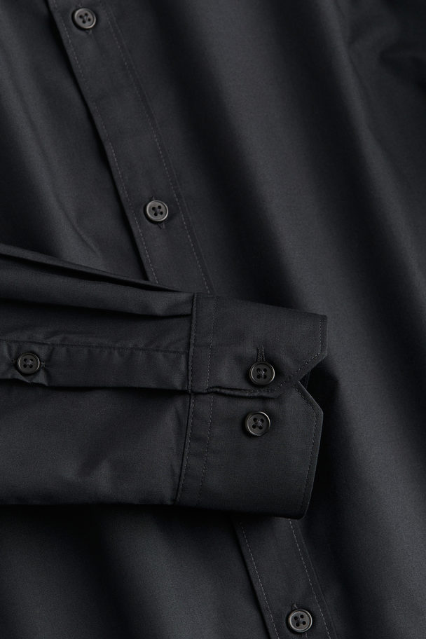 H&M Easy Iron-overhemd - Slim Fit Zwart
