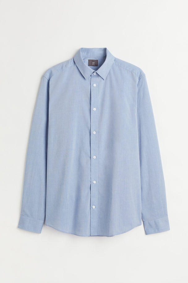 H&M Slim Fit Easy-iron Shirt Light Blue