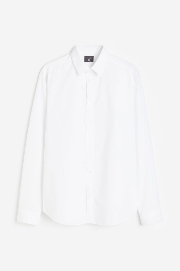 H&M Easy-Iron-Hemd in Slim Fit Weiß