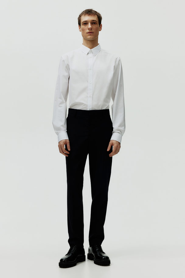 H&M Easy-Iron-Hemd in Slim Fit Weiß