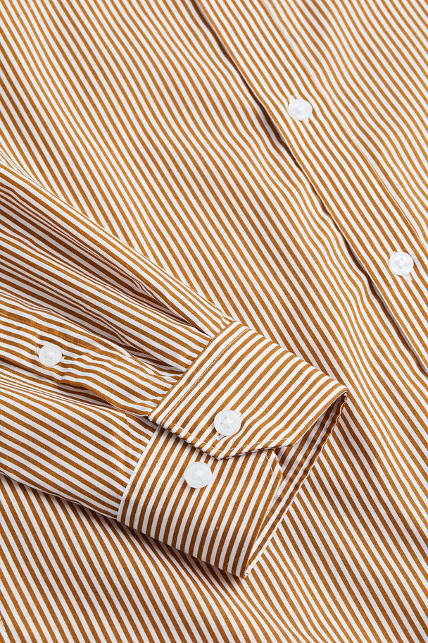 H&M Easy Iron-overhemd - Slim Fit Bruin/gestreept