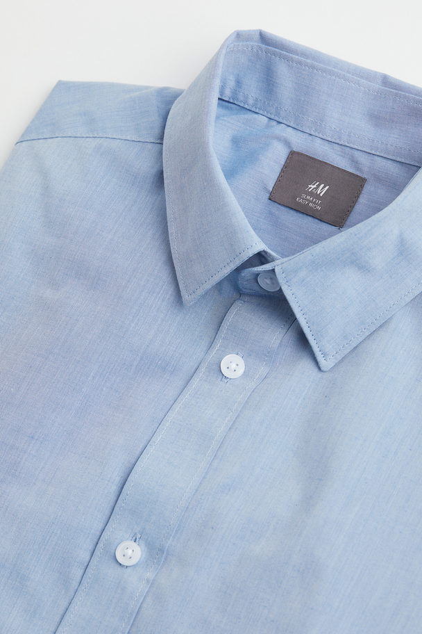 H&M Easy-Iron-Hemd in Slim Fit Hellblau