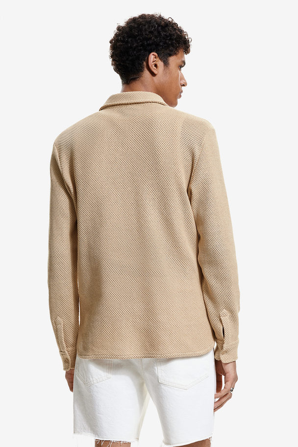 H&M Shirt in Ajourstrick Regular Fit Beige