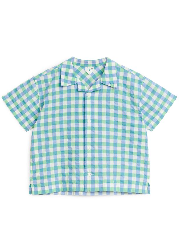 ARKET Kortärmad Skjorta Blå/grön/rutig