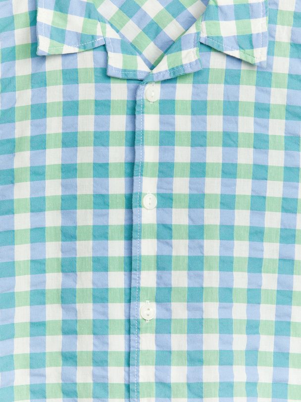 ARKET Kortärmad Skjorta Blå/grön/rutig