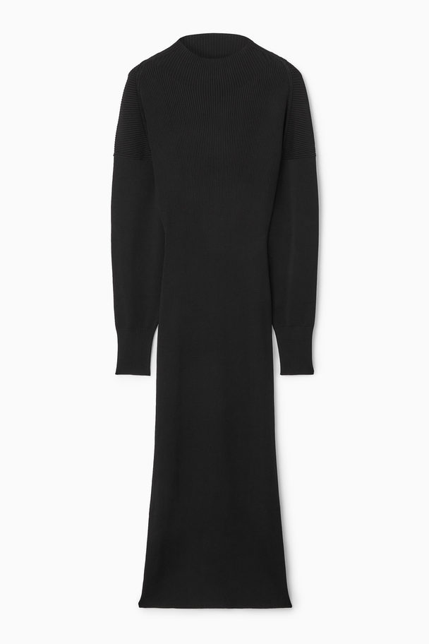 COS Open-back Ribbed-knit Dress Black