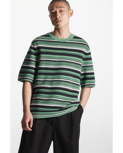 Relaxed-fit Jacquard-knit T-shirt Navy / White / Green