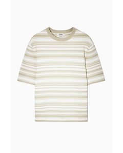 Relaxed-fit Jacquard-knit T-shirt White / Beige