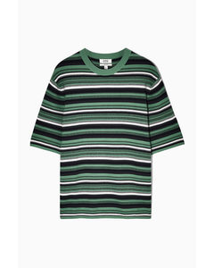 Relaxed-fit Jacquard-knit T-shirt Navy / White / Green