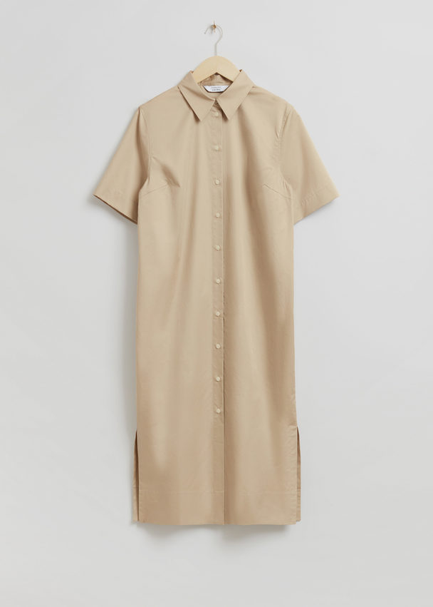 & Other Stories Relaxed Midi Shirt Dress Dusty Beige