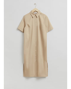 Relaxed Midi Shirt Dress Dusty Beige