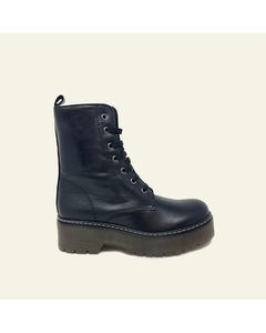 Boston Black Leather Military Boots