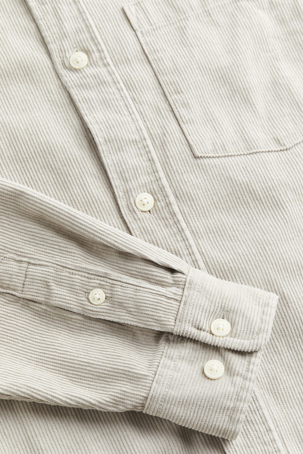 H&M Relaxed Fit Corduroy Shirt Light Greige