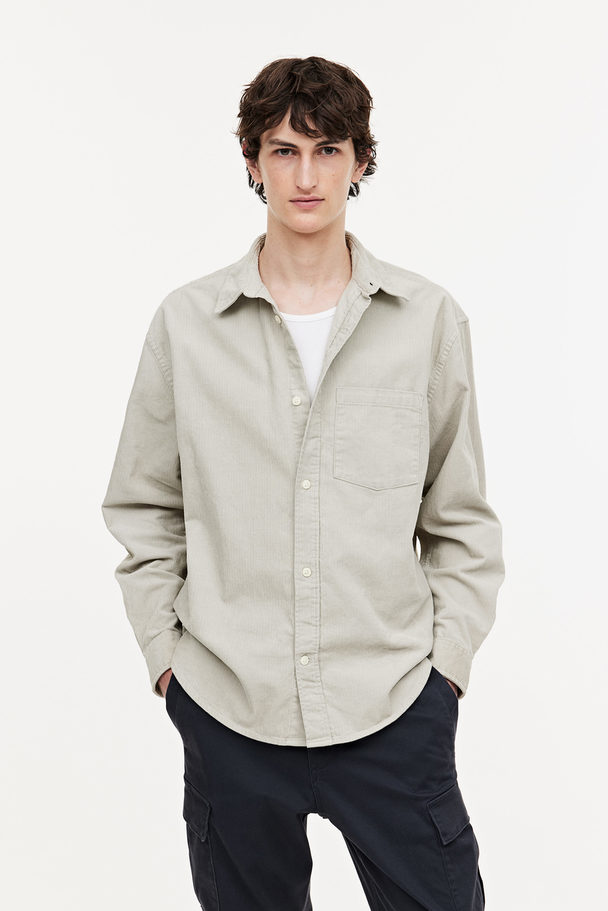 H&M Corduroy Overhemd - Relaxed Fit Lichttaupe