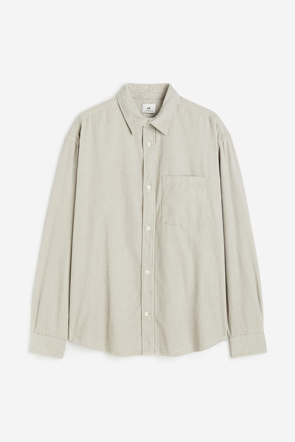 H&M Corduroy Overhemd - Relaxed Fit Lichttaupe