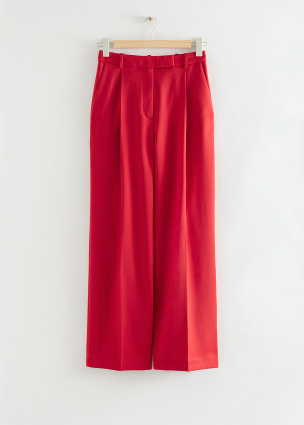 & Other Stories Tailored Stretch Wool Trousers Bright Red