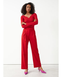 Tailored Stretch Wool Trousers Bright Red