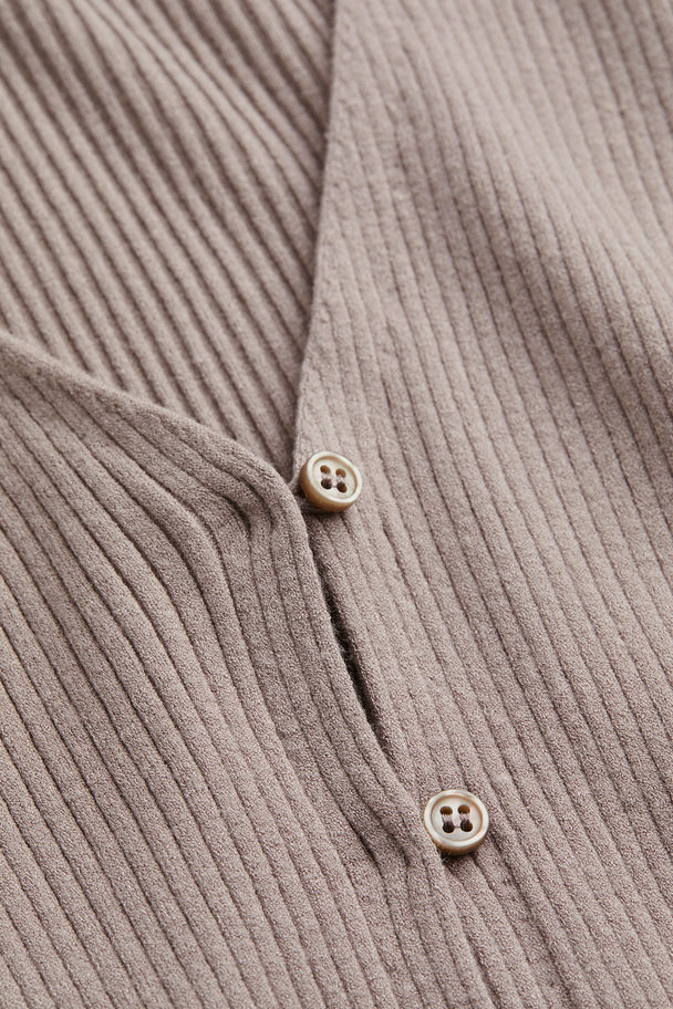 H&M Rib-knit Cardigan Greige