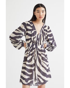 V-neck Dress Cream/zebra Print