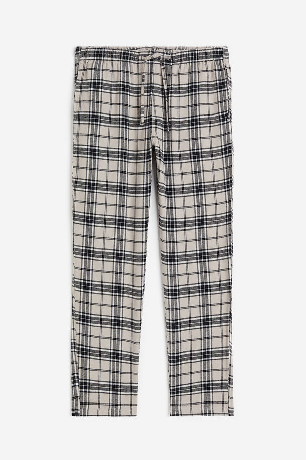 H&M Pyjamabroek Van Flanel - Regular Fit Beige/geruit