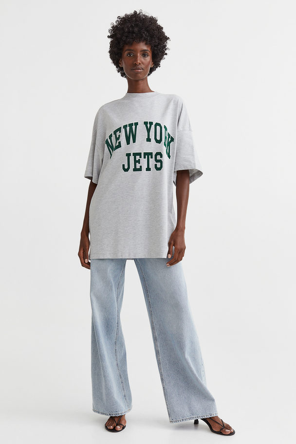 Oversized printed T-shirt - Light grey marl/New York Jets - Ladies