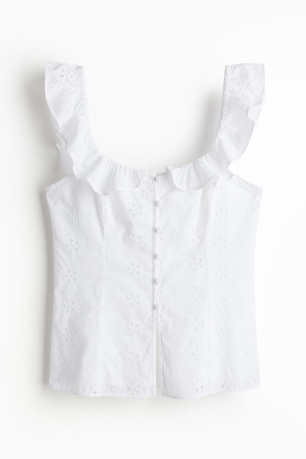 H&M Frill-trimmed Top White