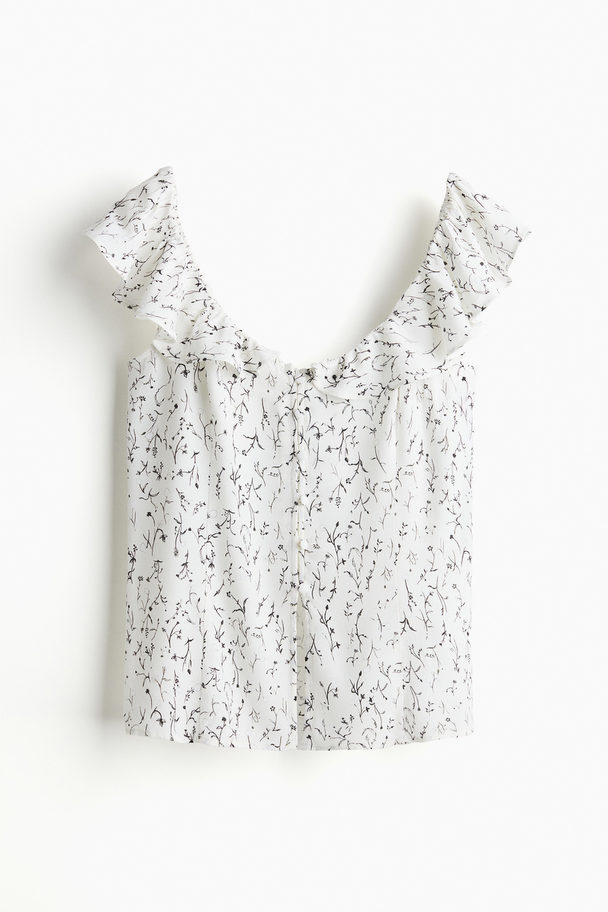 H&M Shirt mit Volants Weiß/Gemustert