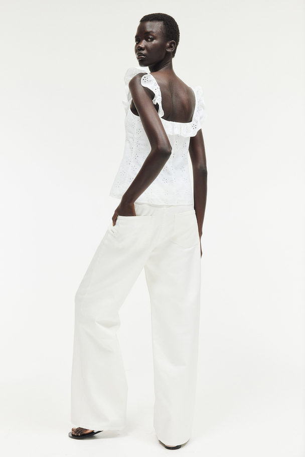 H&M Frill-trimmed Top White