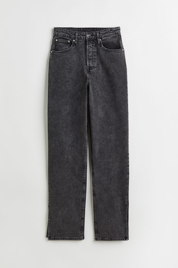 H&M Straight High Jeans Mørkegrå