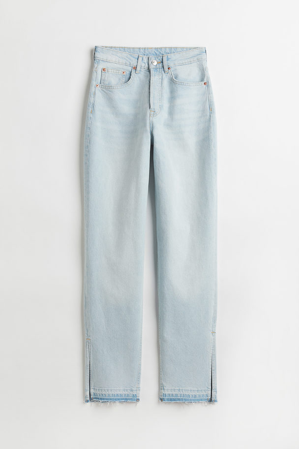 H&M Straight High Jeans Blek Denimblå