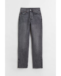Straight High Jeans Mørk Denimgrå
