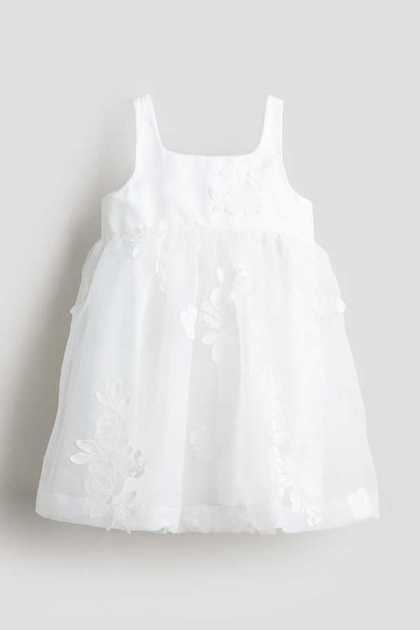 H&M Embroidered Dress White/floral