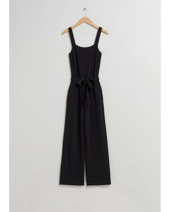 Jumpsuit Met Vierkante Hals Zwart