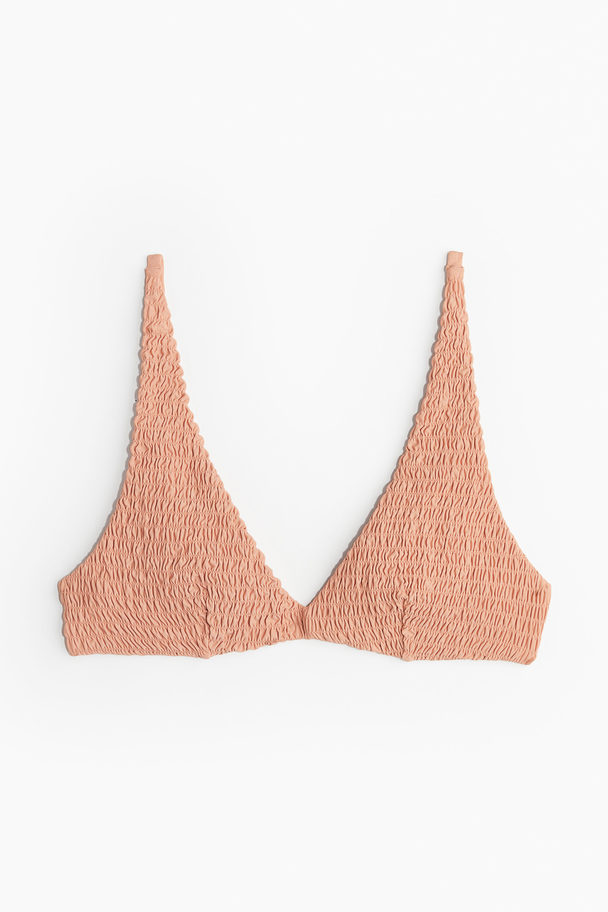 H&M Gesmoktes Triangel-Bikinitop Apricot