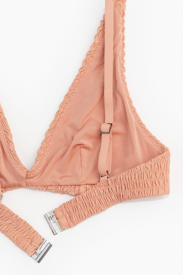 H&M Gesmoktes Triangel-Bikinitop Apricot