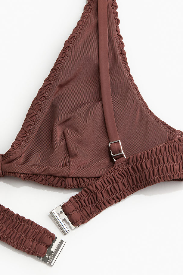 H&M Gesmoktes Triangel-Bikinitop Braun