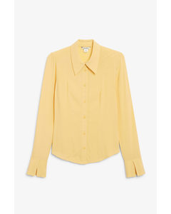 Crepe Shirt Blouse Light Yellow