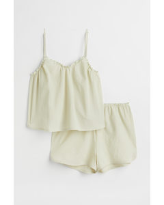 Pyjama Strappy Top And Shorts Light Green