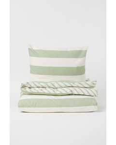 Bettwäsche für Einzelbett Hellgrün/Weiß